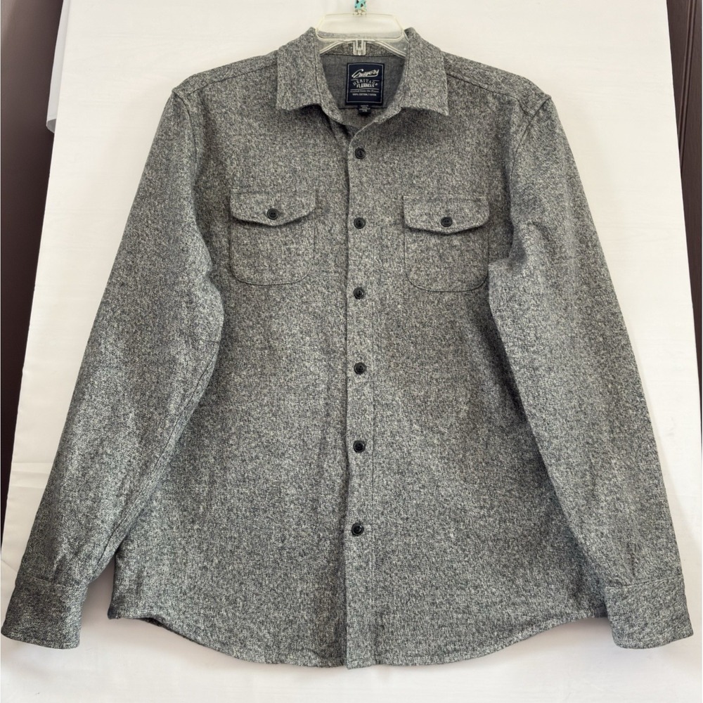 Grayers Heritage Flannels Shirt Mens Large Gray Flannel Button‎ Down Long Sleeve